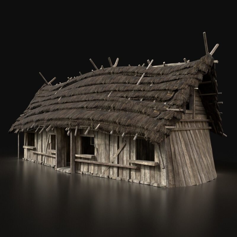 Wooden Thatched Cottage — 3D Model