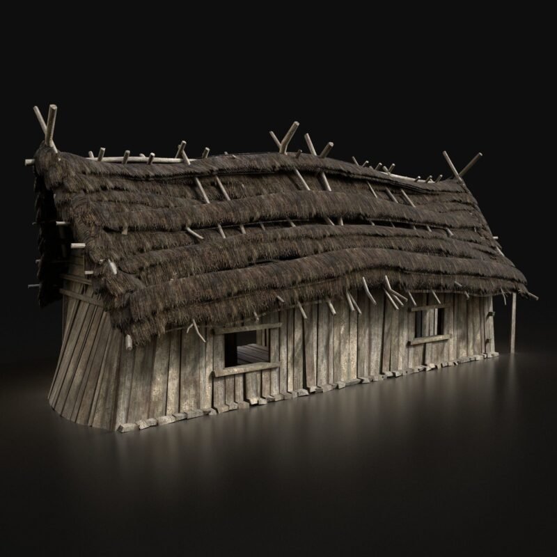 Wooden Thatched Cottage — 3D Model