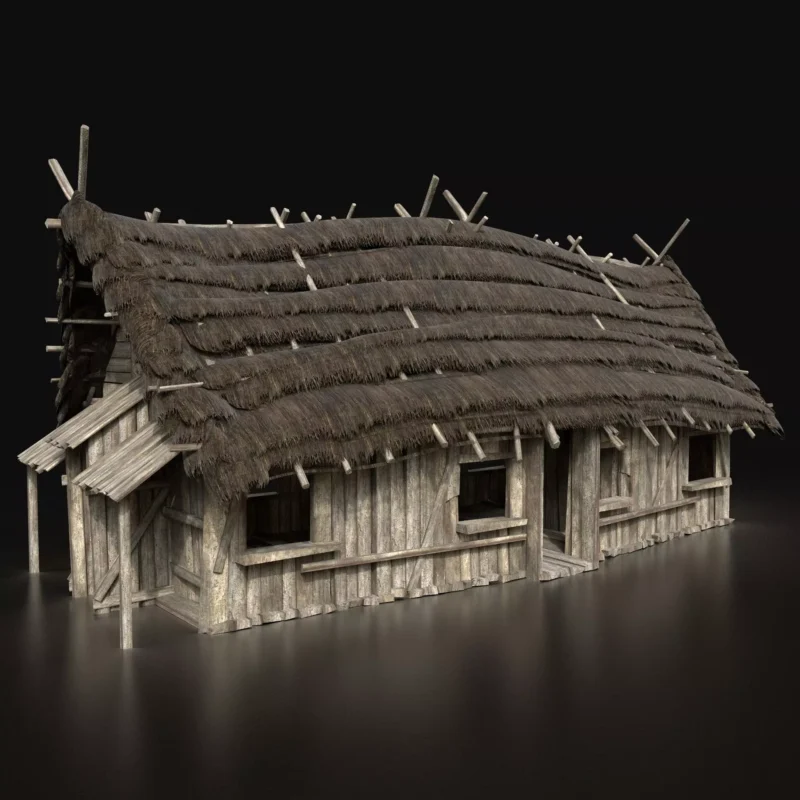 Wooden Thatched Cottage — 3D Model