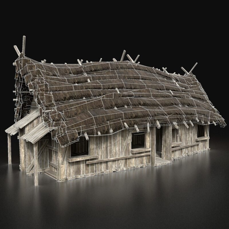 Wooden Thatched Cottage — 3D Model