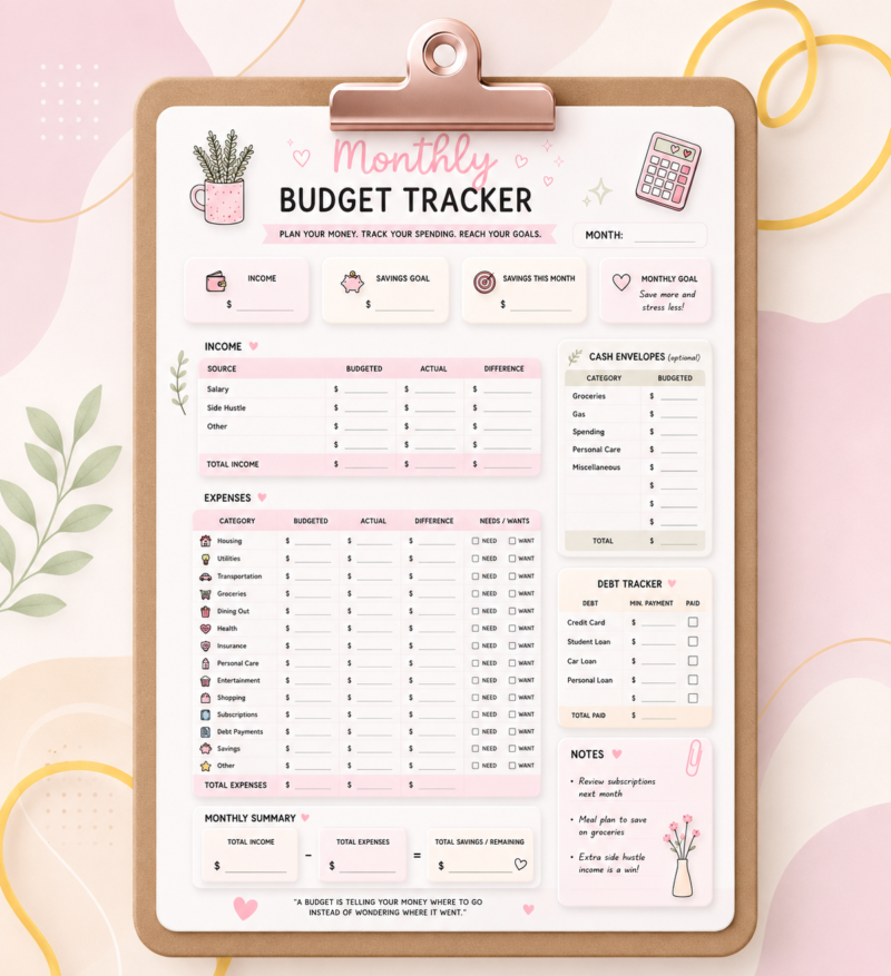 Monthly Budget Planner Printable