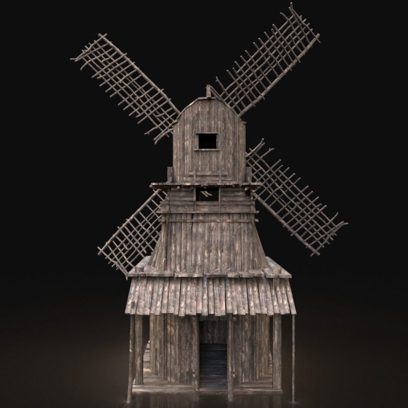 Enterable Farm Windmill 3d Model