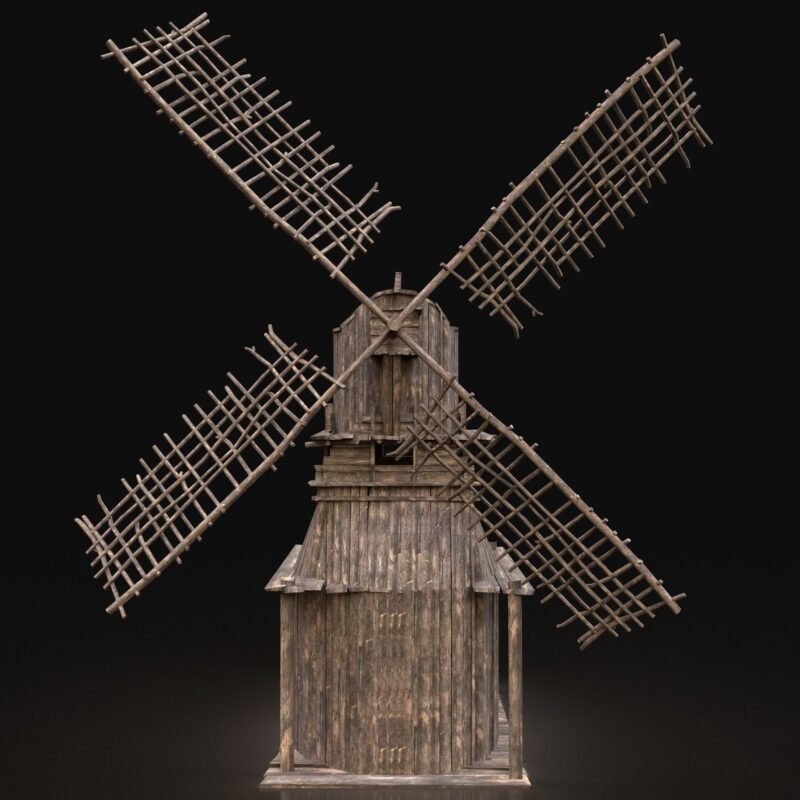 Enterable Farm Windmill 3d Model