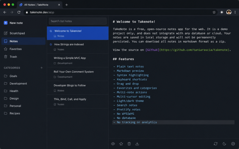 TakeNote (TypeScript)