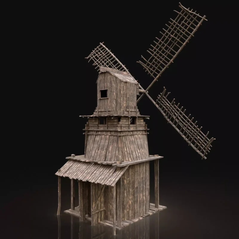 Enterable Farm Windmill 3d Model