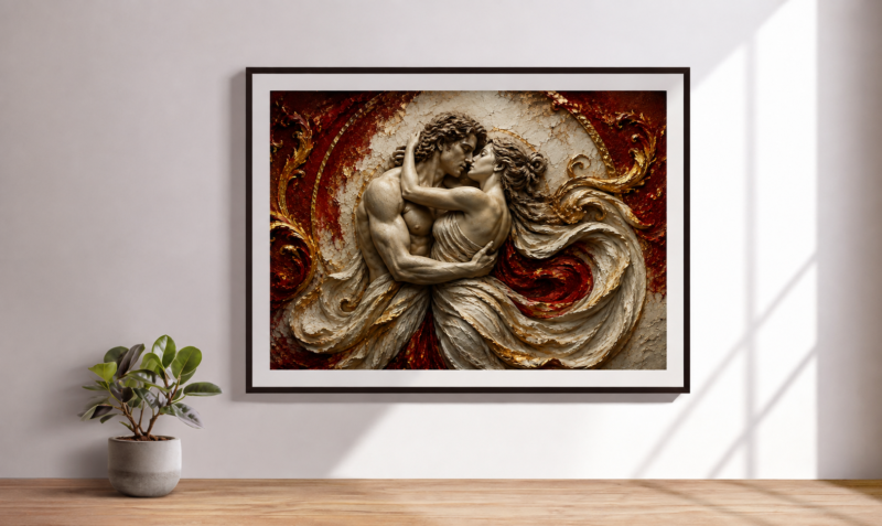 Romantic Bas Relief Wall Art Set of 4 – Luxury Printable Art
