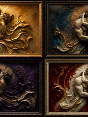 Romantic Bas Relief Wall Art Set of 4 – Luxury Printable Art