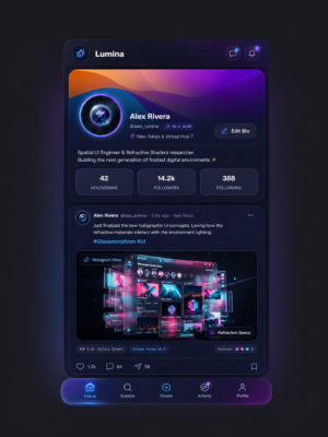 Futuristic Social Media Platform UI | React + TypeScript + Vite