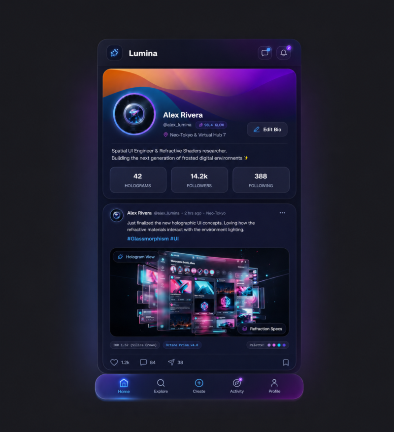 Futuristic Social Media Platform UI | React + TypeScript + Vite