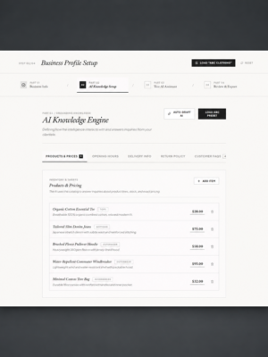 Business Profile Setup – AI Business Knowledge & Customer Assistant
