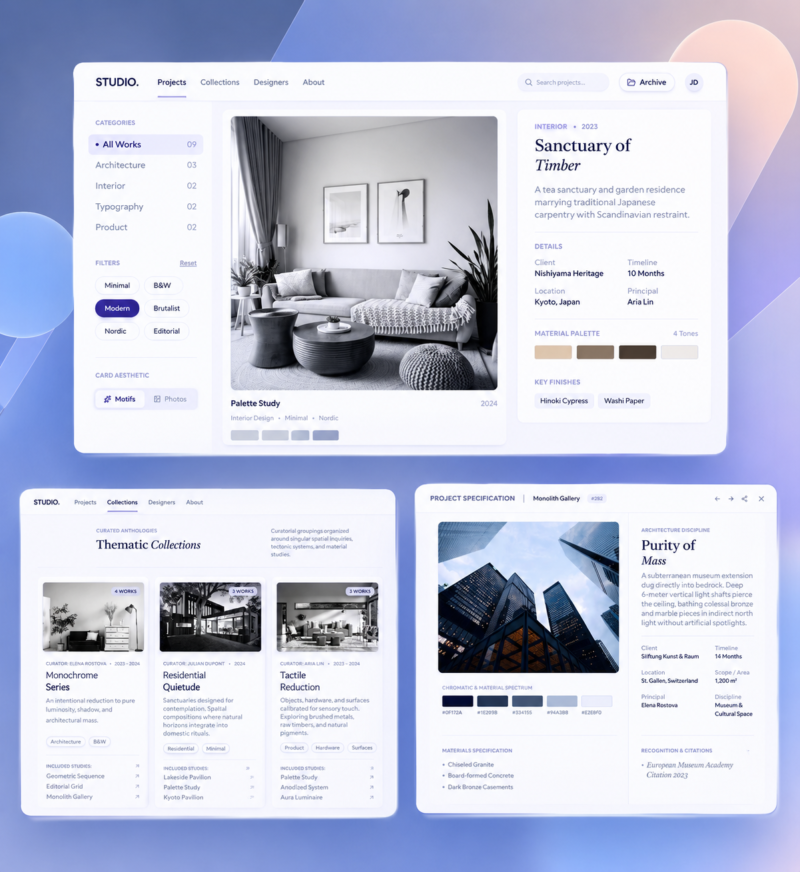 Minimalist Architecture & Design Portfolio React website