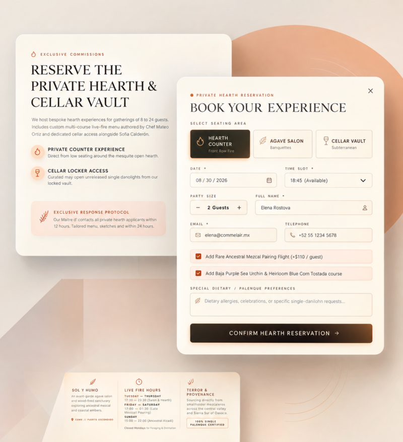 Restaurant & Tasting Experience React Website