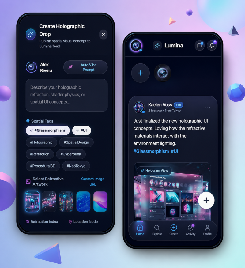Futuristic Social Media Platform UI | React + TypeScript + Vite