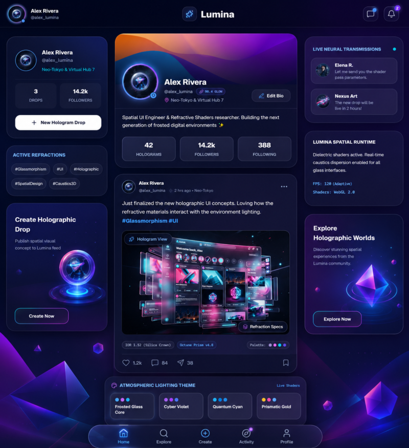 Futuristic Social Media Platform UI | React + TypeScript + Vite