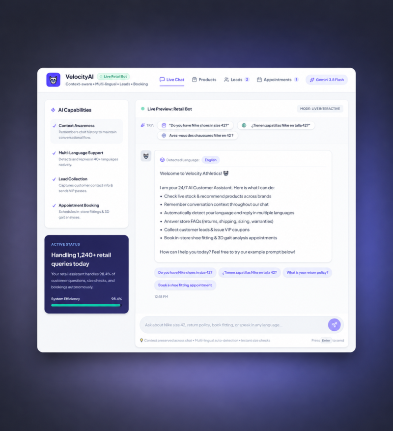 AI Chatbot – Intelligent Customer Support & Lead Generation Web App